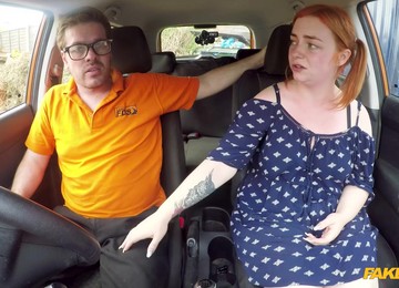 Redhead BBW Harley Morgan Fucks In The Car