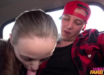 A Teenager Gets A Blowjob And Fucks A Horny Female Taxi Driver