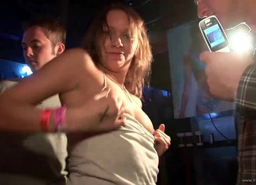 Crazy Girls Flash Their Bodies During A Party In A Club
