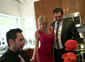 Cuckold Husband Allows His Friend To Fuck Face And Twat Of Whore Wife Alexis Fawx