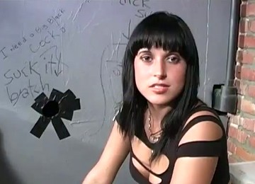 Sexy Brunette Sucking Black Gloryhole Cock And Swallowing White Cream