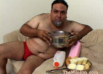 Fat Dude Eating A Cake Gets His Cock Pleasured By Vanilla Skye