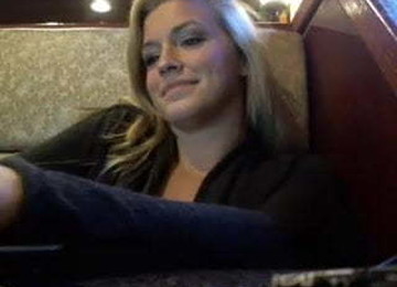 Blonde Babe Showing Tits In Cafe