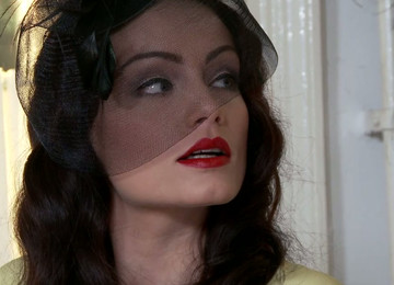 Vintage Looking Brunette Maid Serves Her Landlord With Blowjob