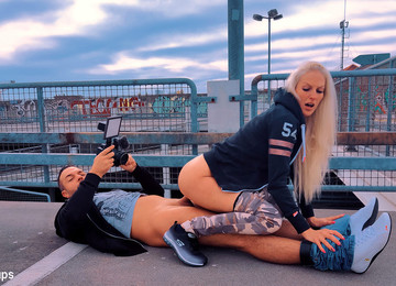 Cam Angel & Andy Star In Filthy Car Park Fuck With Blonde Silicone Chick - KINK