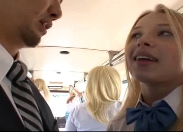 Blond Gives BJ, Receives Screwed On Bus