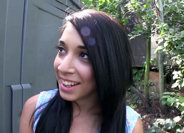 Sexy Portuguese Bitch Performs Dirty Deep Throat Outdoors