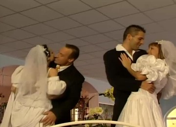 Two Horny Married Couples Fucking Right After The Wedding