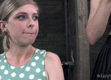 Cutie In A Polka Dot Dress Submits To Painful Bondage