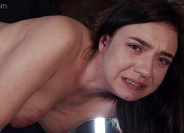 Brunette Girlfriend With Natural Perky Tits Kyra Brutally Spanked Till She Cries