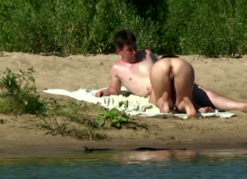 Beautiful Milf Hottie Blows And Rides Her Man On The Beach