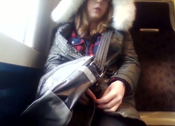 Depraved Shemale Likes To Flash Her Private Parts On Public Transportation