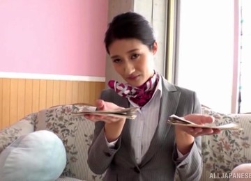 Japanese Chick Drops On Her Knees To Pleasure A Stiff Cum Gun