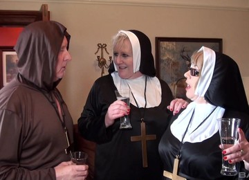 Nuns Fuck With The Monk In Crazy Threesome Fetish