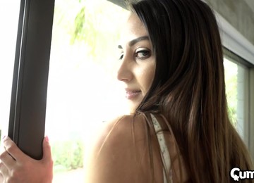 Natalia Nix Puts A Vibrator On Her Clit Before Her Friend Fuckes Her Badly