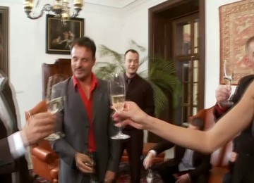 Hot Blonde And A Brunette Ravished By Hard Dicks During A Fancy Party