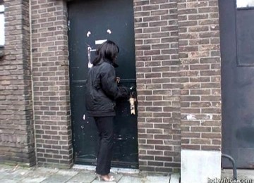Cute Ebony Chick Sucks A Hard Dong From A Gloryhole Then Fucks