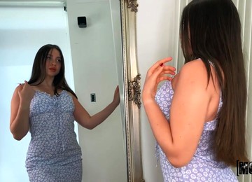 Grown Up Babe Examines Herself And Plays With Mommy's Favorite Dildo