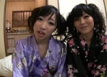 Two Hot Japanese Babes In Kimonos Get Fucked Hard