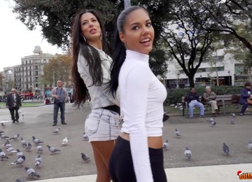 Three Cock Hungry Brunettes Have Sex With One Very Lucky Man