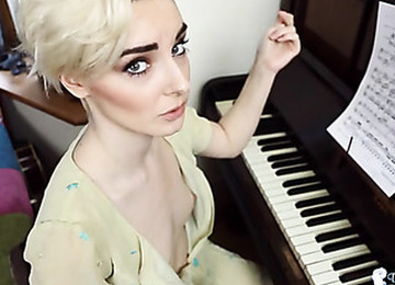 Piano Playing British Girl Has Her Small Tits Exposed