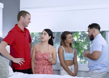 Anal Foursome For Two Energized Chicks Pleased To Have Swapped Lovers