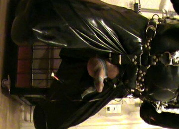 Suspended Rubberslave Gets An Enjoying