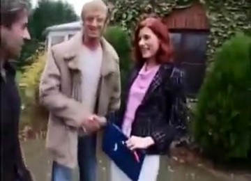 A Real Estate Slut Gets Two Cocks In Her.