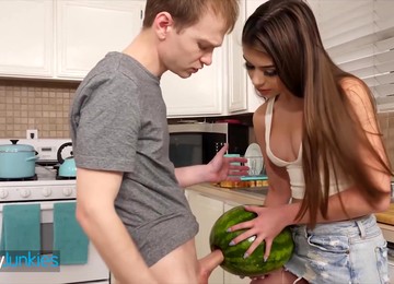 Dirty Step Bro Fucks A Watermellon Thinking Of Step Sis Winter Jade
