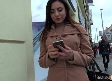 Pretty Hot Babe Kira Axe Gives A Blowjob And Gets Fucked By Stranger Guy