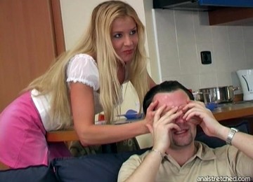 Slut In A Short Pink Skirt And Panties Wants Cock Up The Butt