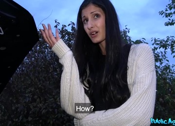 Slim Brunette Pays For A Car Fix With Her Tight Pussy