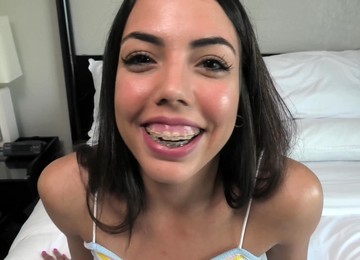 Latina 18Yo Girl With A Meaty Slit Swallows A Obese Prick