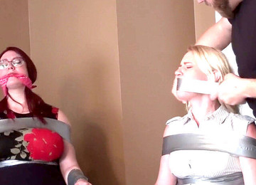 Tape Gagged, Heels, Tape Bondage