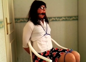 Teen Ballgagged And Chair Tied