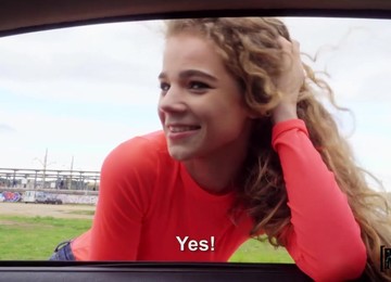 Picked Up Sinful Curly Girl Is Turned Into Cowgirl Riding Dick In The Car