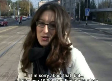 Shy Four-eyed Brunette Goes Crazy While Seeing My Cock