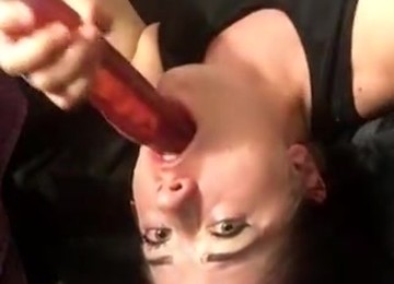 Stupid Cute College Girl Slut Gags Makes A Mess