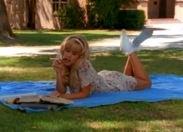 Coed In Floral Dress And Frilly Socks