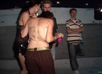 Appreciative Drunkard Babes With Natural Tits Dancing The Club Party