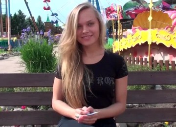 Horny Brunette Babe Gets Very Horny In Middle Of A Park