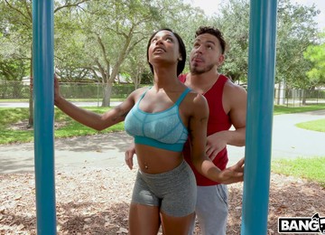 Round Ass Ebony Babe Karai Minx Works Out And Rides His Dick