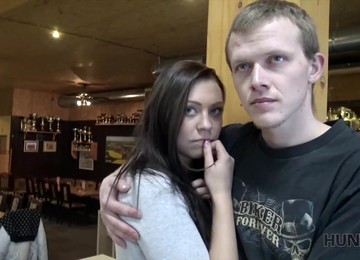 HUNT4K. Shy Teenager Copulates With Man In Bar While...
