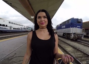 Fabulous And Cute Brunette With Fat Ass Undressed And Boned In The Train