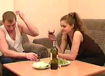 Redhead Skank Strips And Gives A Blowjob To A Kinky Dude