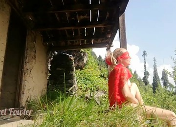 Angel Fowler Strip Teasing Masturbating And Getting Orgasm In Balcony With The Nice View