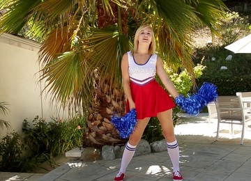 Blonde Cheerleader Courtney Shea Drops Her Uniform To Ride A Cock