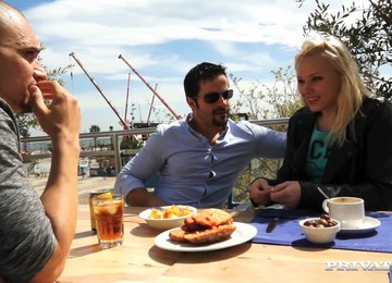 Blonde With Long Hair Gets Worked On In A Threesome