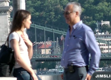 Old Horny Man Seduces Cute And Sexy Brunette Irina Bruni To Have Casual Sex