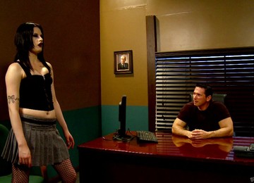 A Goth Slut Stays Late At Work So Her Boss Can Fuck Her